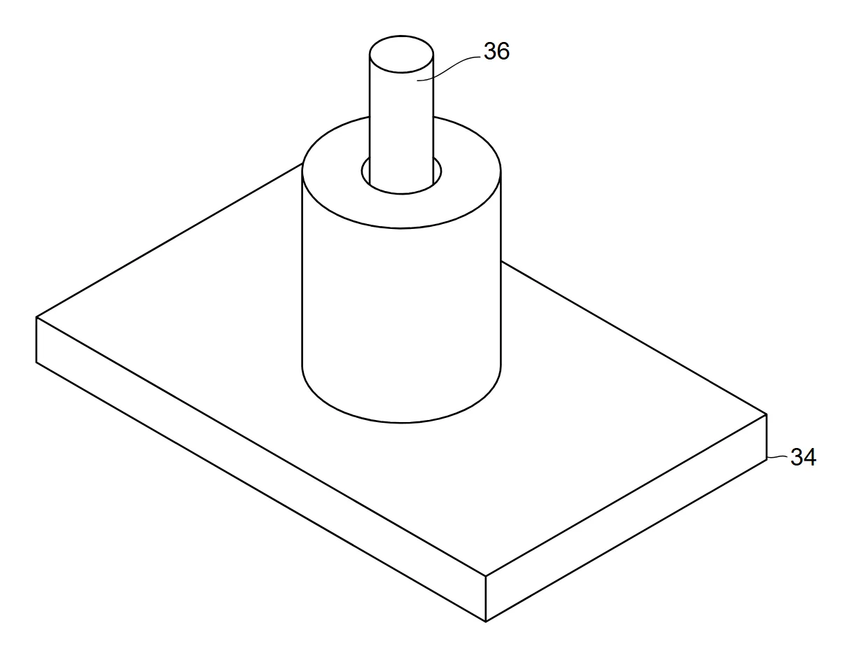 The same bracket simplified for the patent drawing: small holes, fillets and screws removed