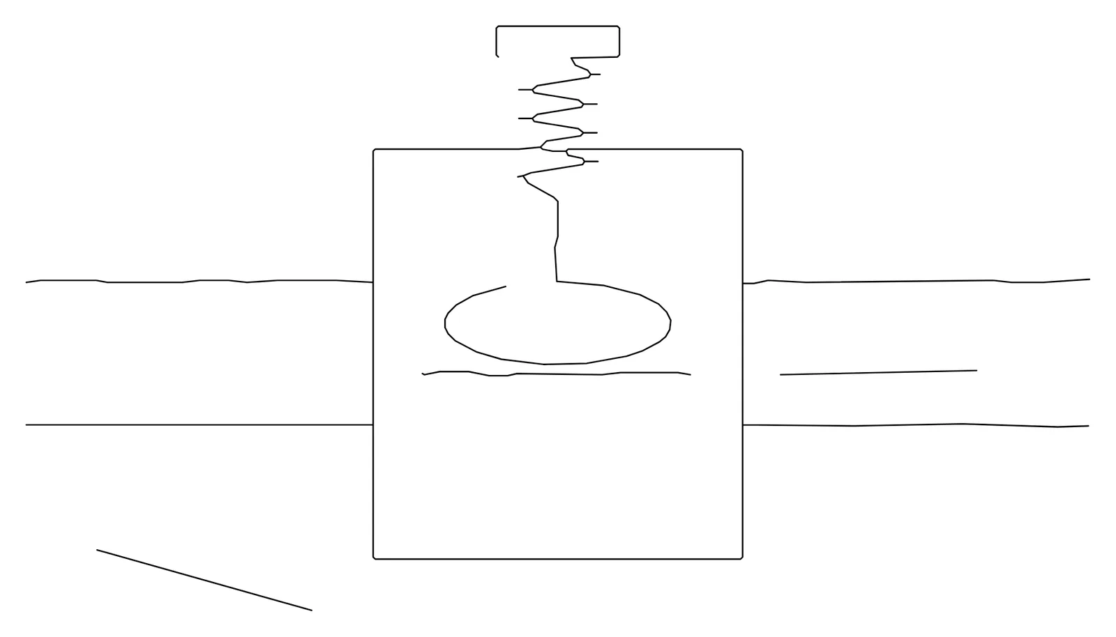 Traced inventor sketch with two stray marks, before using the eraser